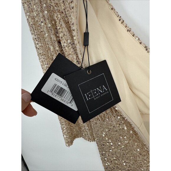 Mac Duggal Size 2 Gold SEQUINED DRAPED 3/4 SLEEVE Formal GOWN Dress New Prom - Picture 10 of 10